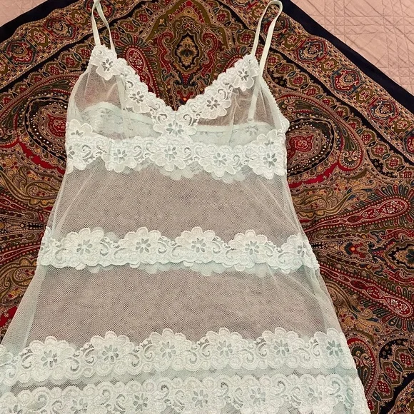 Pale Mint/Ocean Lace slip/chemise/dress Small -EUC! - Picture 3 of 4